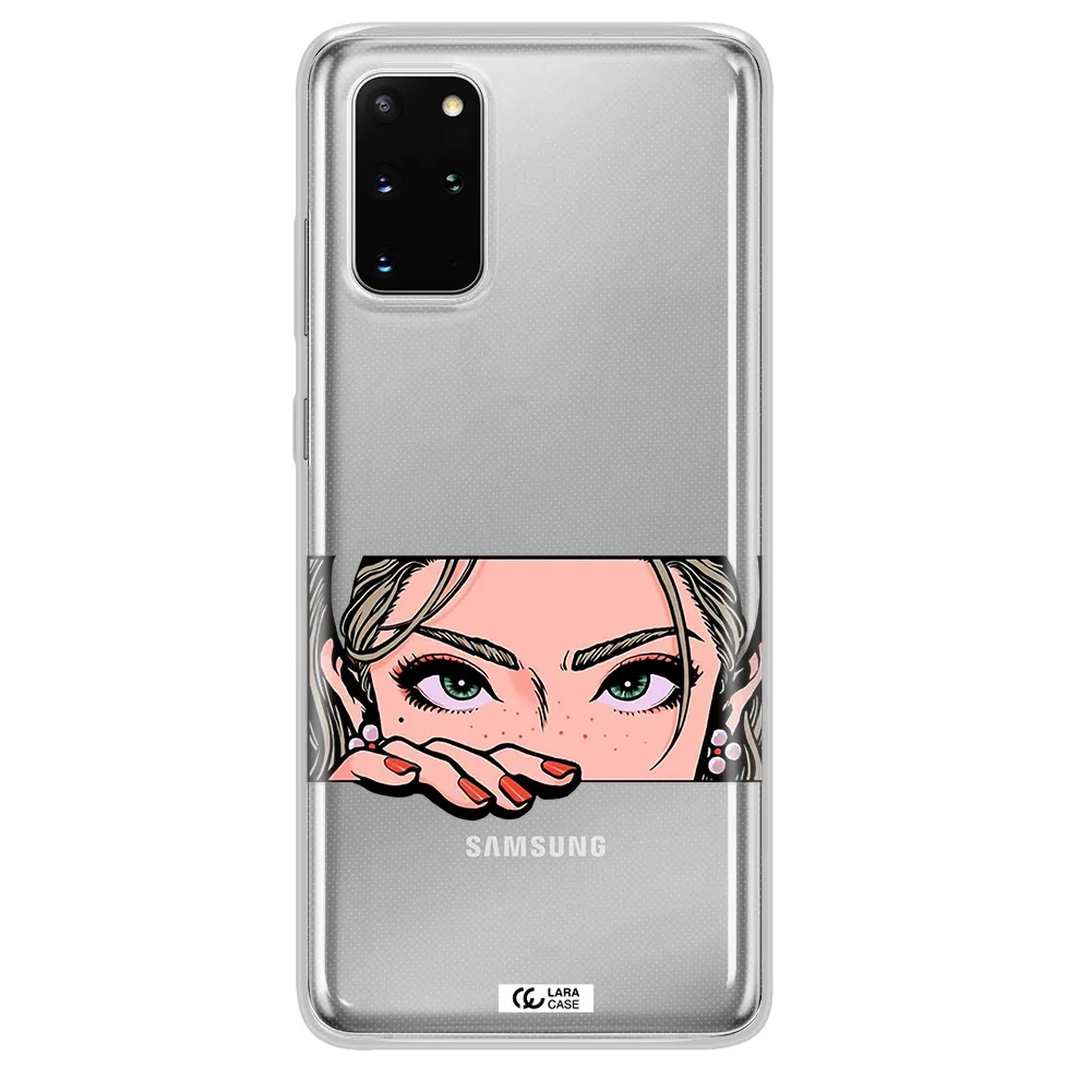 A Cartoon Of A Woman's Face Samsung S 20 Plus Clear Tpu Case