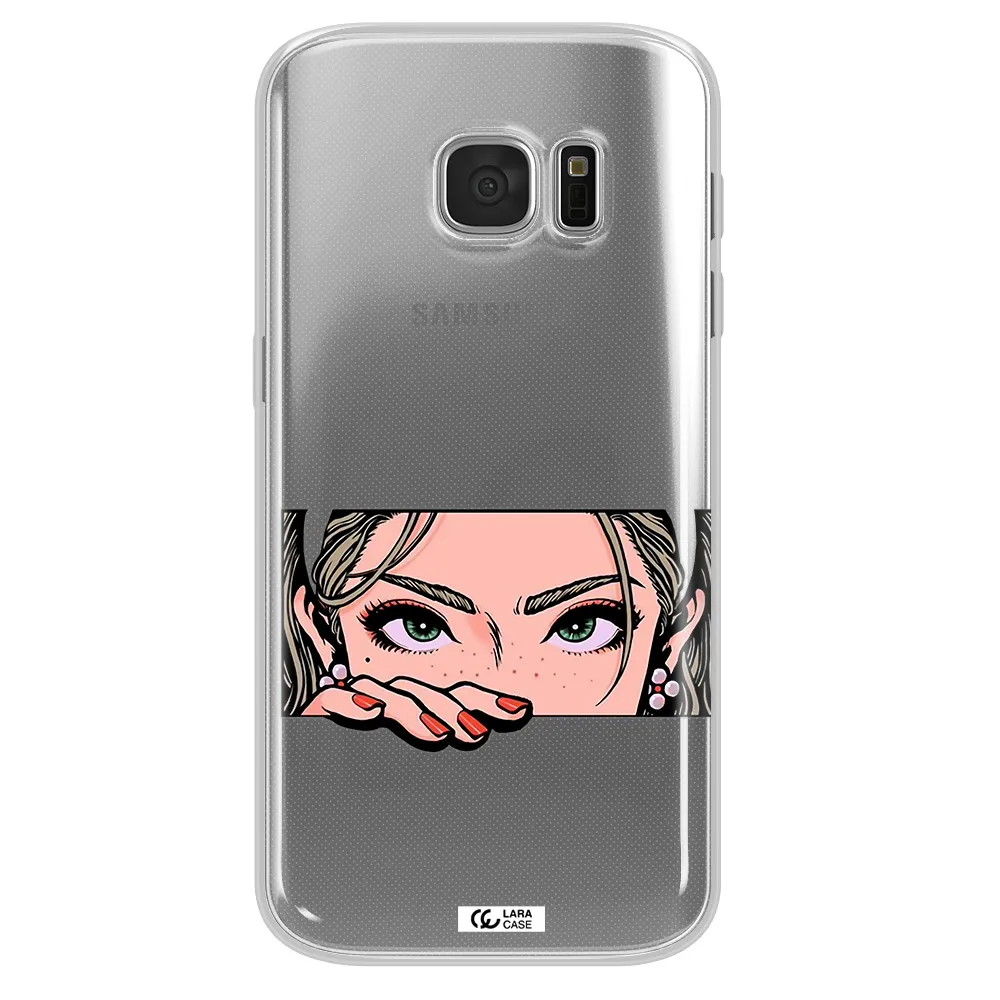 A Cartoon Of A Woman's Face Samsung S 7 Clear Tpu Case