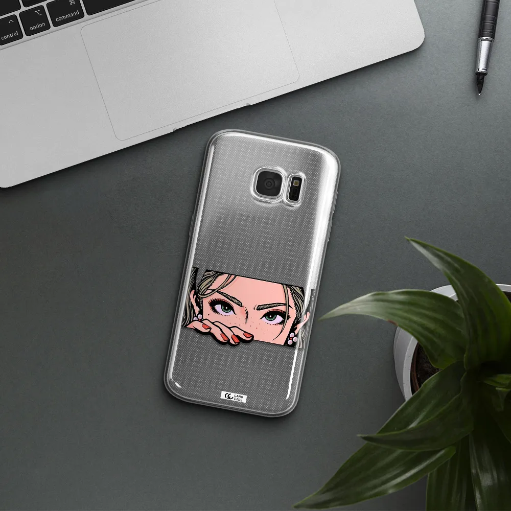 A Cartoon Of A Woman's Face Samsung S 7 Clear Tpu Case