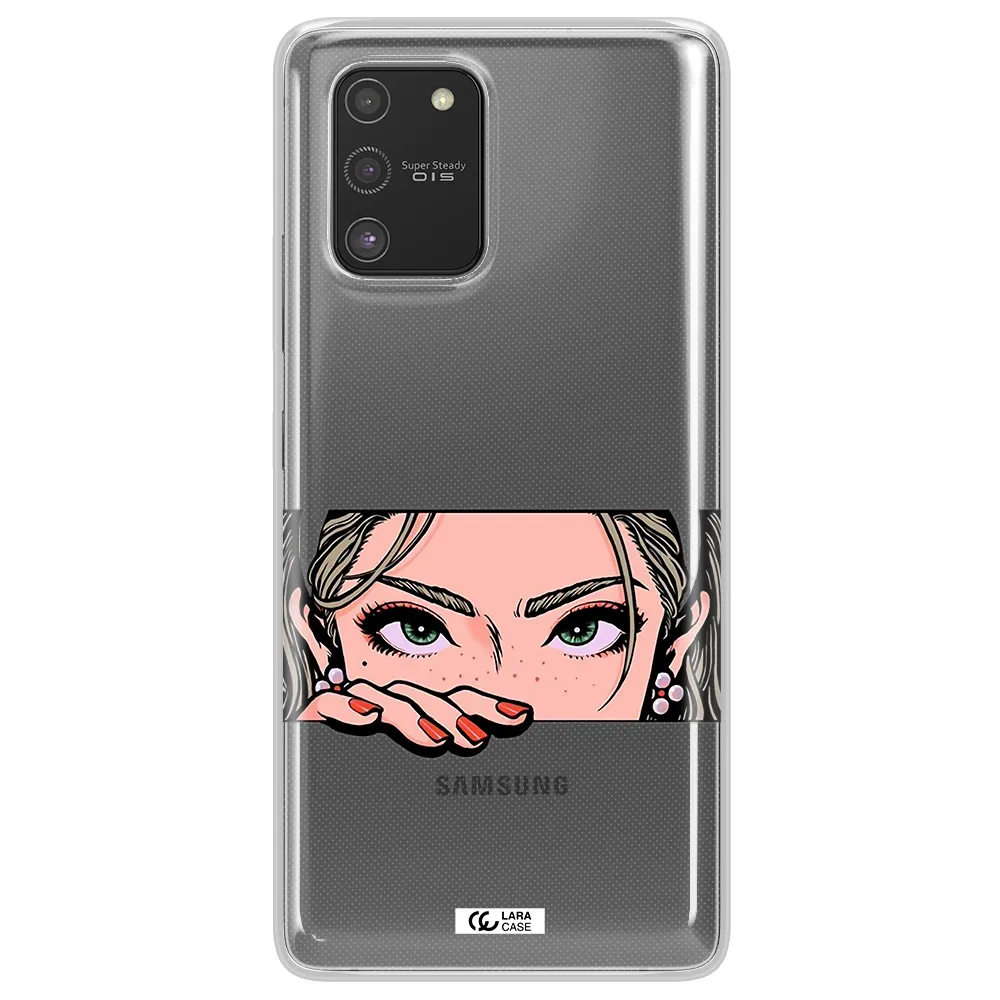 A Cartoon Of A Woman's Face Samsung S10 Lite Clear Tpu Case