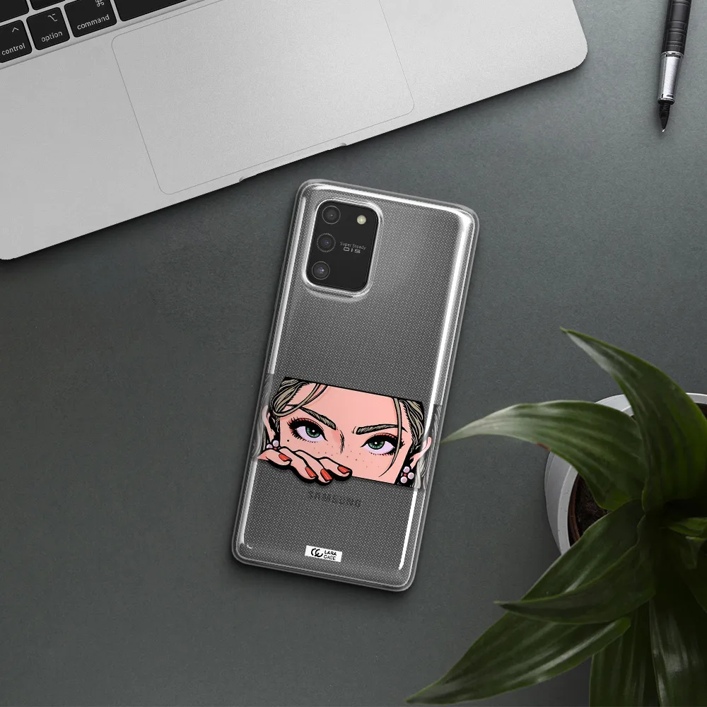 A Cartoon Of A Woman's Face Samsung S10 Lite Clear Tpu Case