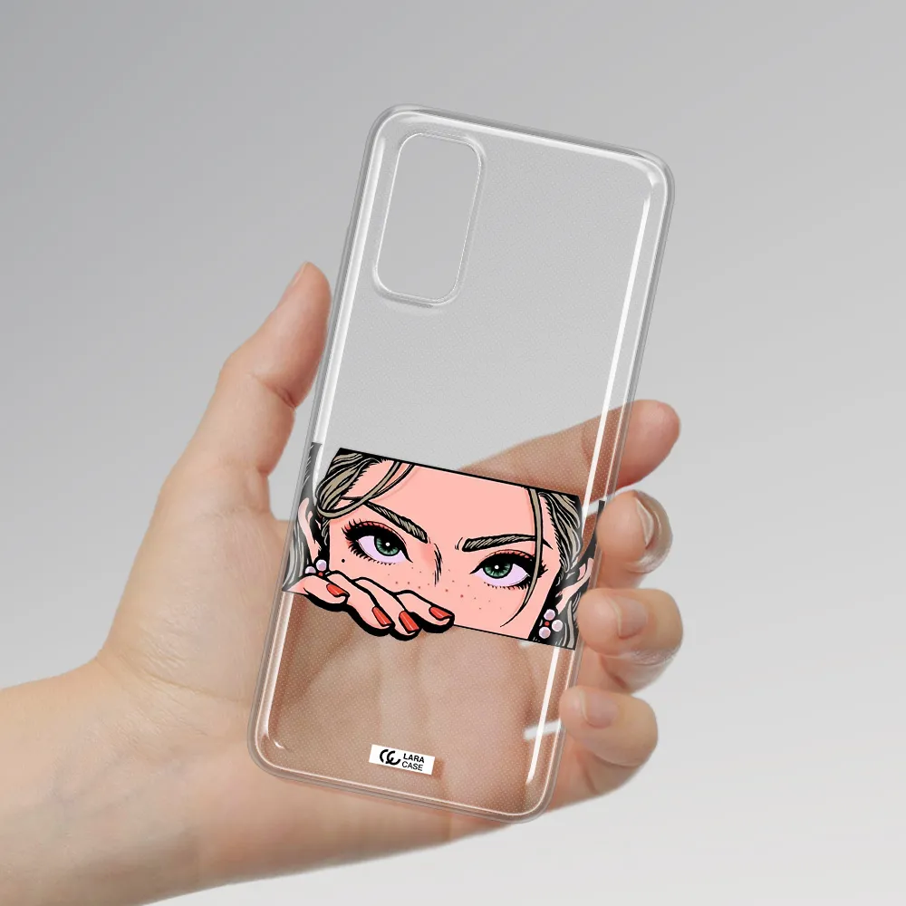 A Cartoon Of A Woman's Face Samsung S20 Clear Tpu Case