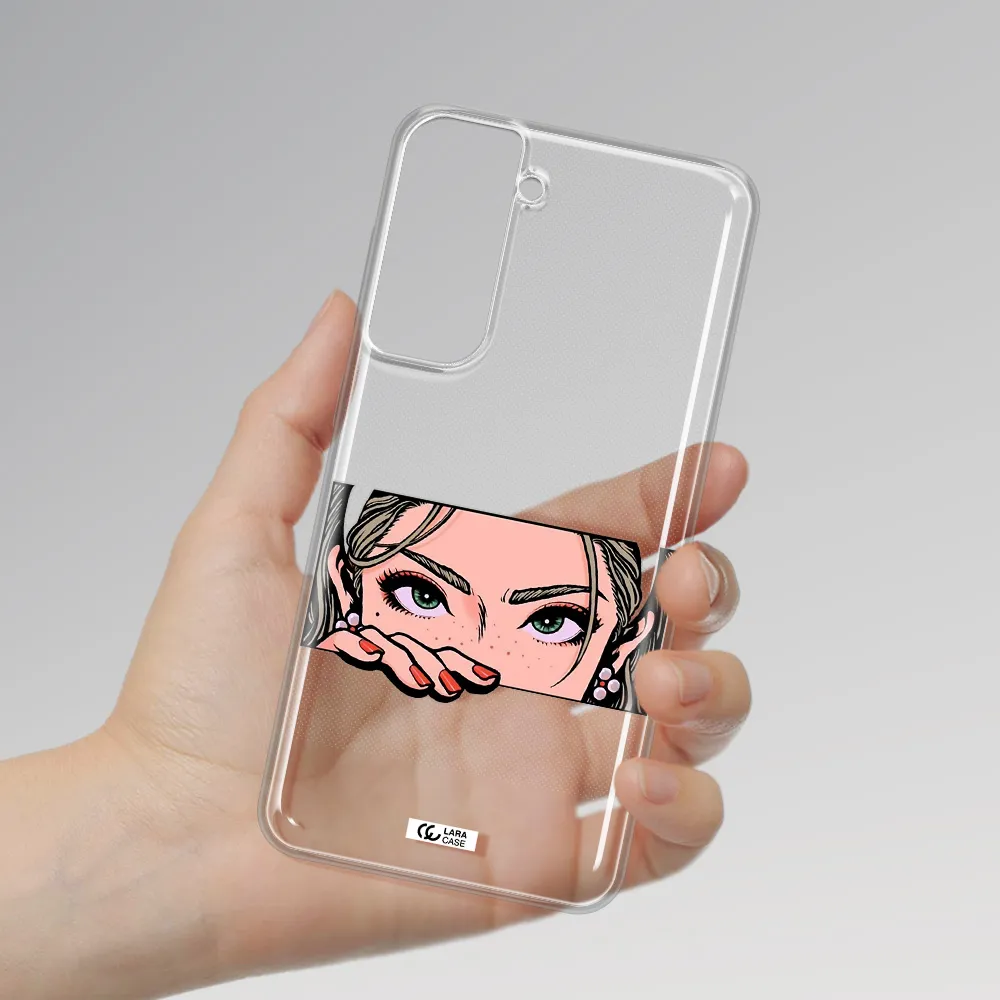 A Cartoon Of A Woman's Face Samsung S21 Fe Clear Tpu Case