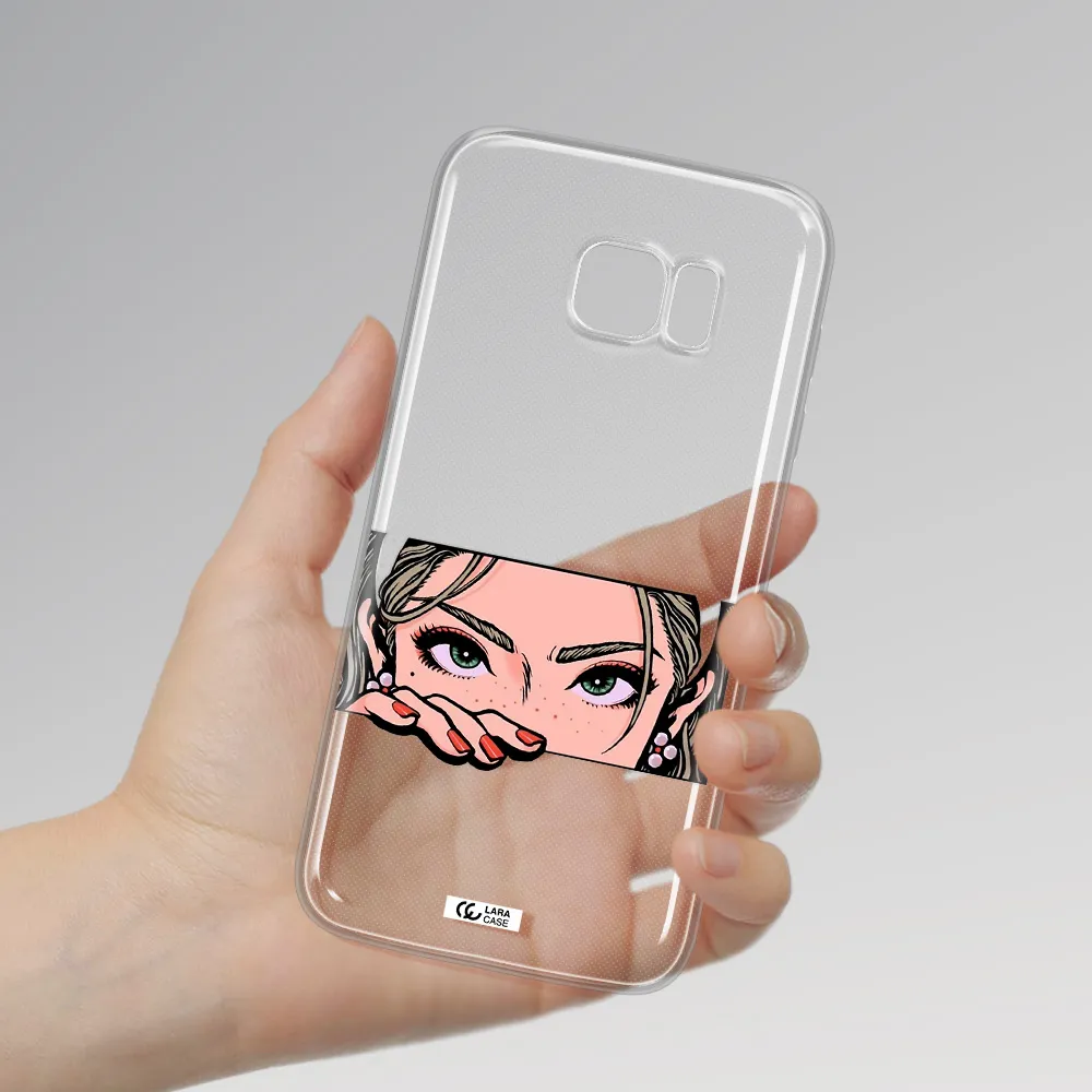 A Cartoon Of A Woman's Face Samsung S7 Edge Clear Tpu Case