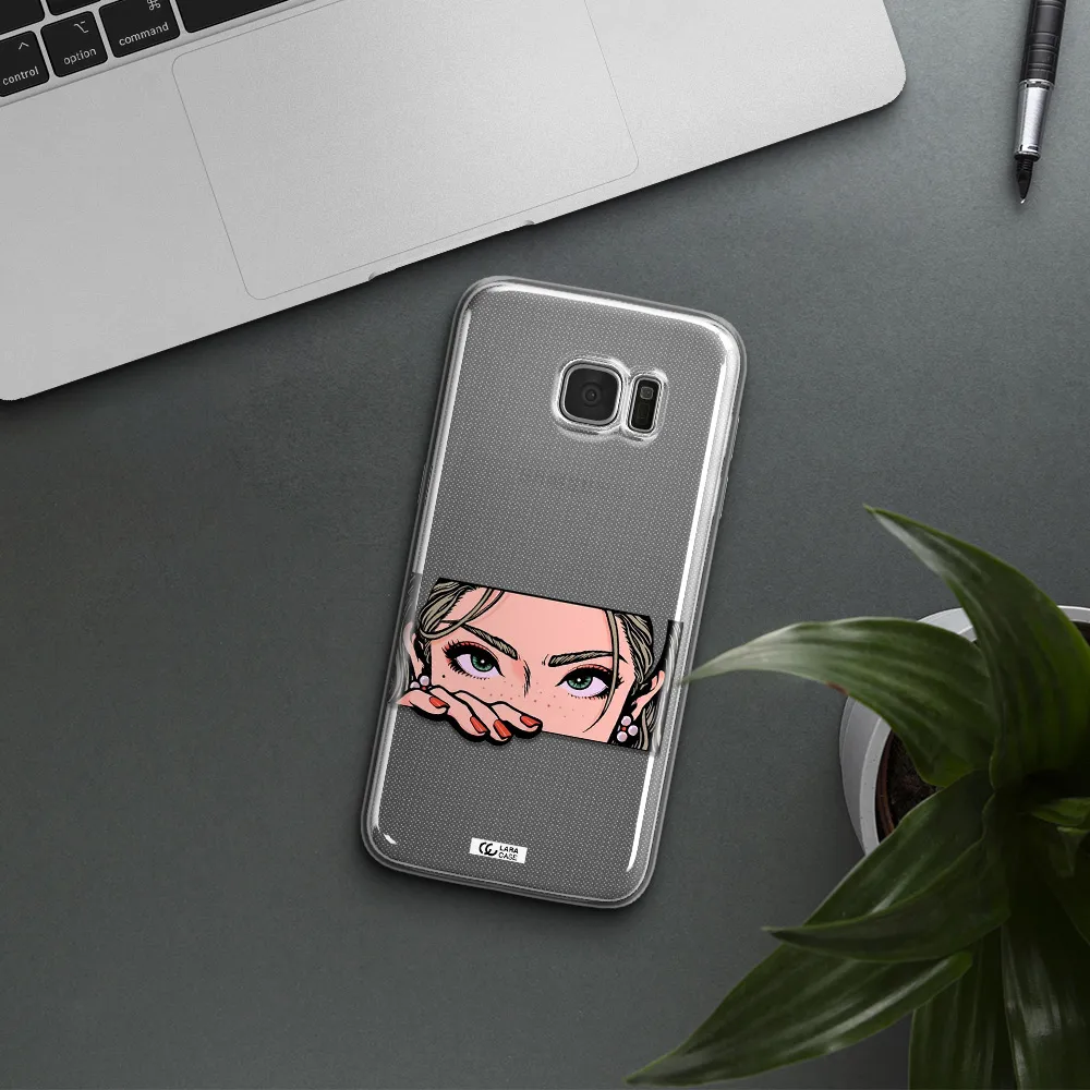 A Cartoon Of A Woman's Face Samsung S7 Edge Clear Tpu Case