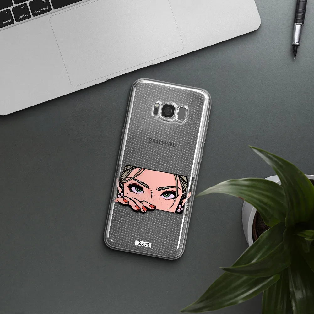 A Cartoon Of A Woman's Face Samsung S8 Clear Tpu Case