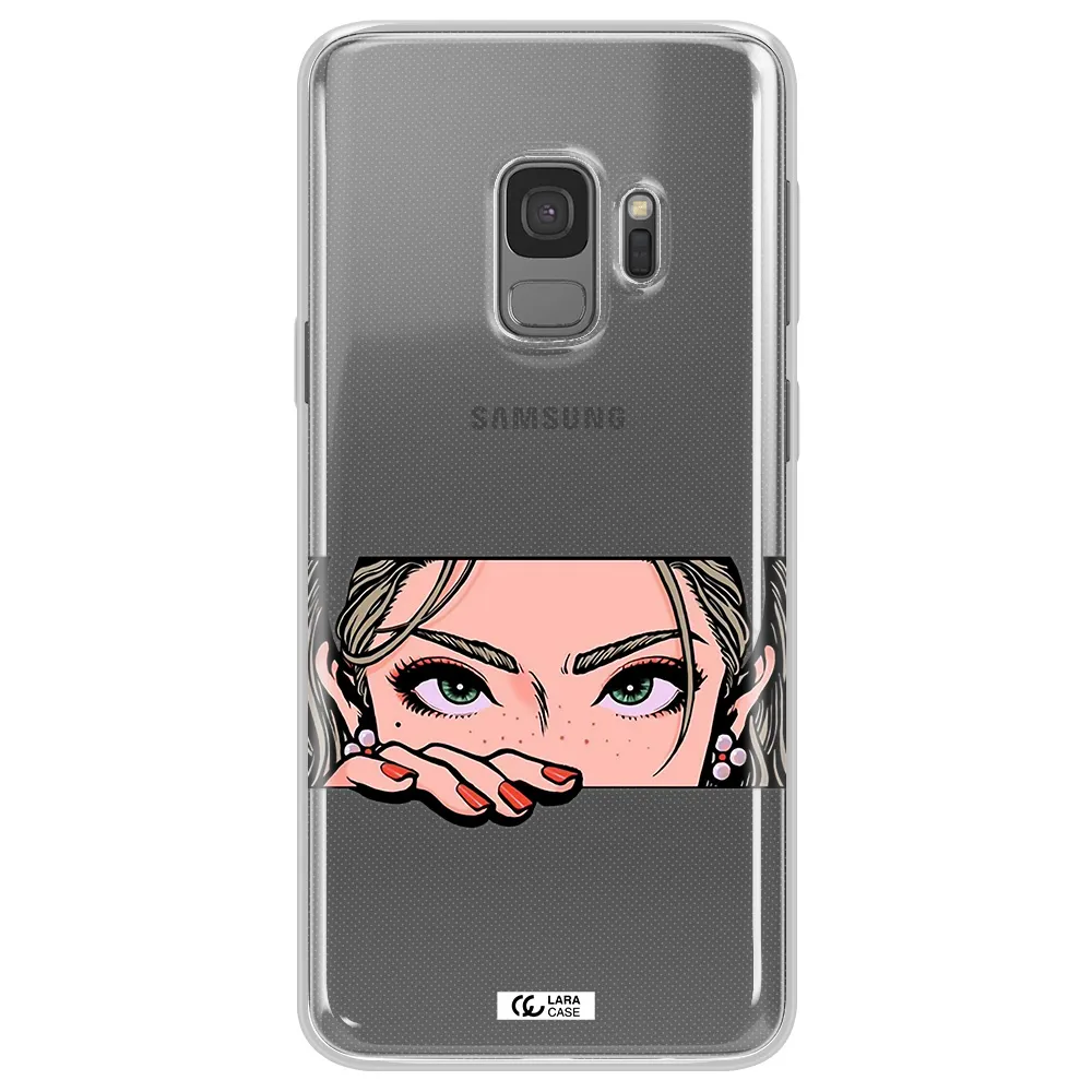 A Cartoon Of A Woman's Face Samsung S9 Clear Tpu Case