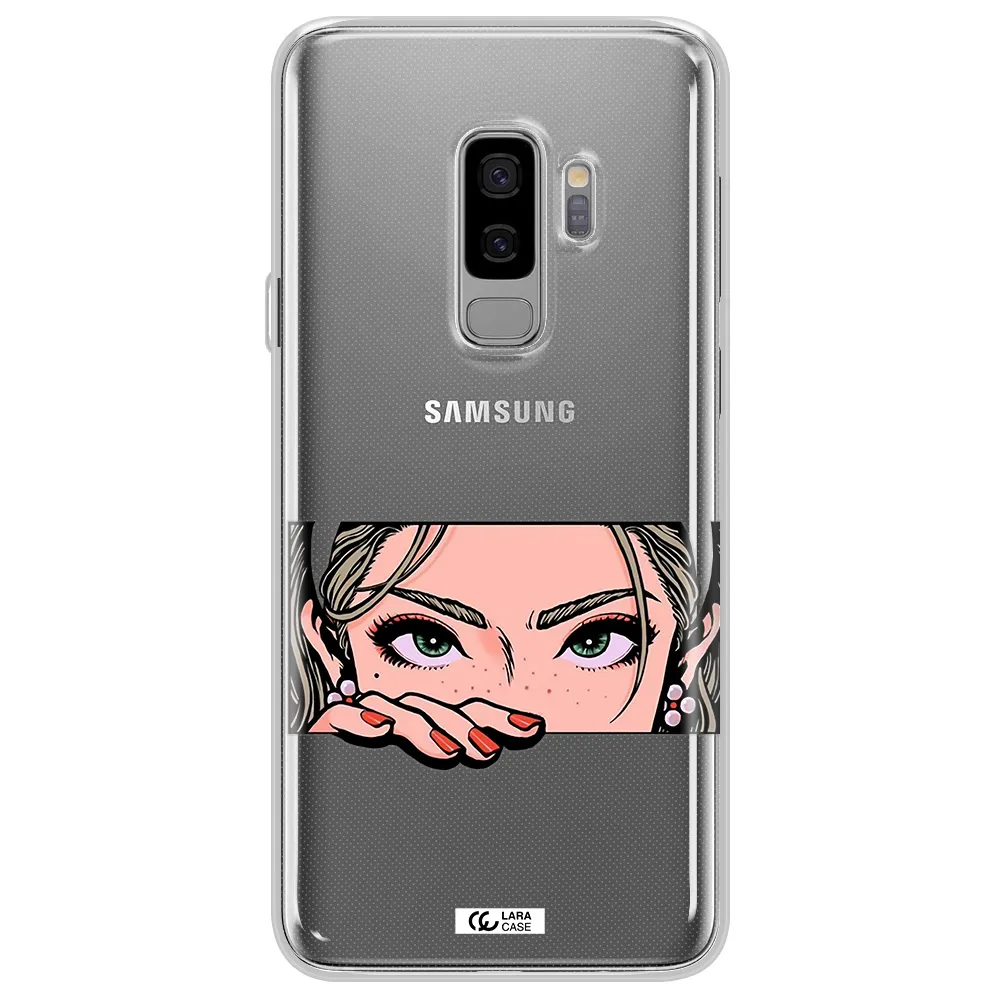 A Cartoon Of A Woman's Face Samsung S9 Plus Clear Tpu Case