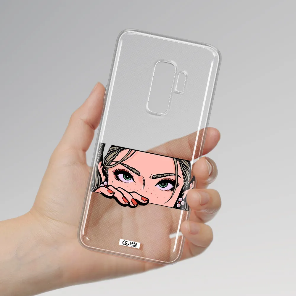 A Cartoon Of A Woman's Face Samsung S9 Plus Clear Tpu Case