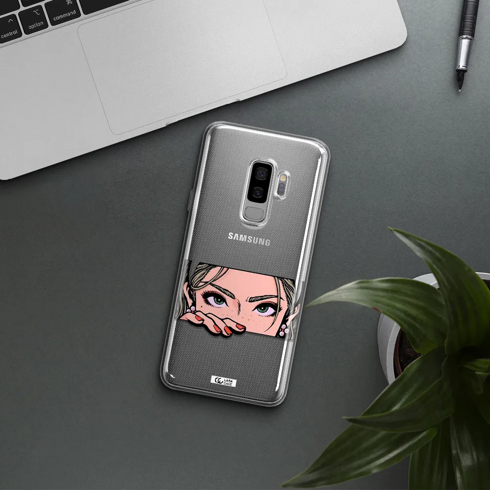 A Cartoon Of A Woman's Face Samsung S9 Plus Clear Tpu Case