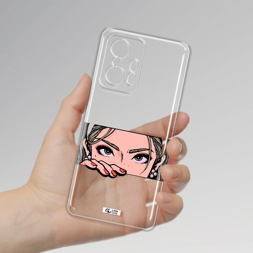 A Cartoon Of A Woman's Face Xiaomi 11T Pro Clear Tpu Case
