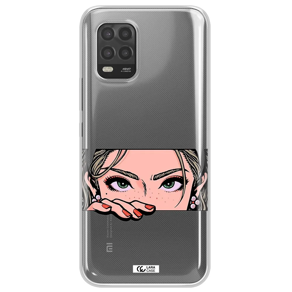 A Cartoon Of A Woman's Face Xiaomi Mi 10 Lite Clear Tpu Case