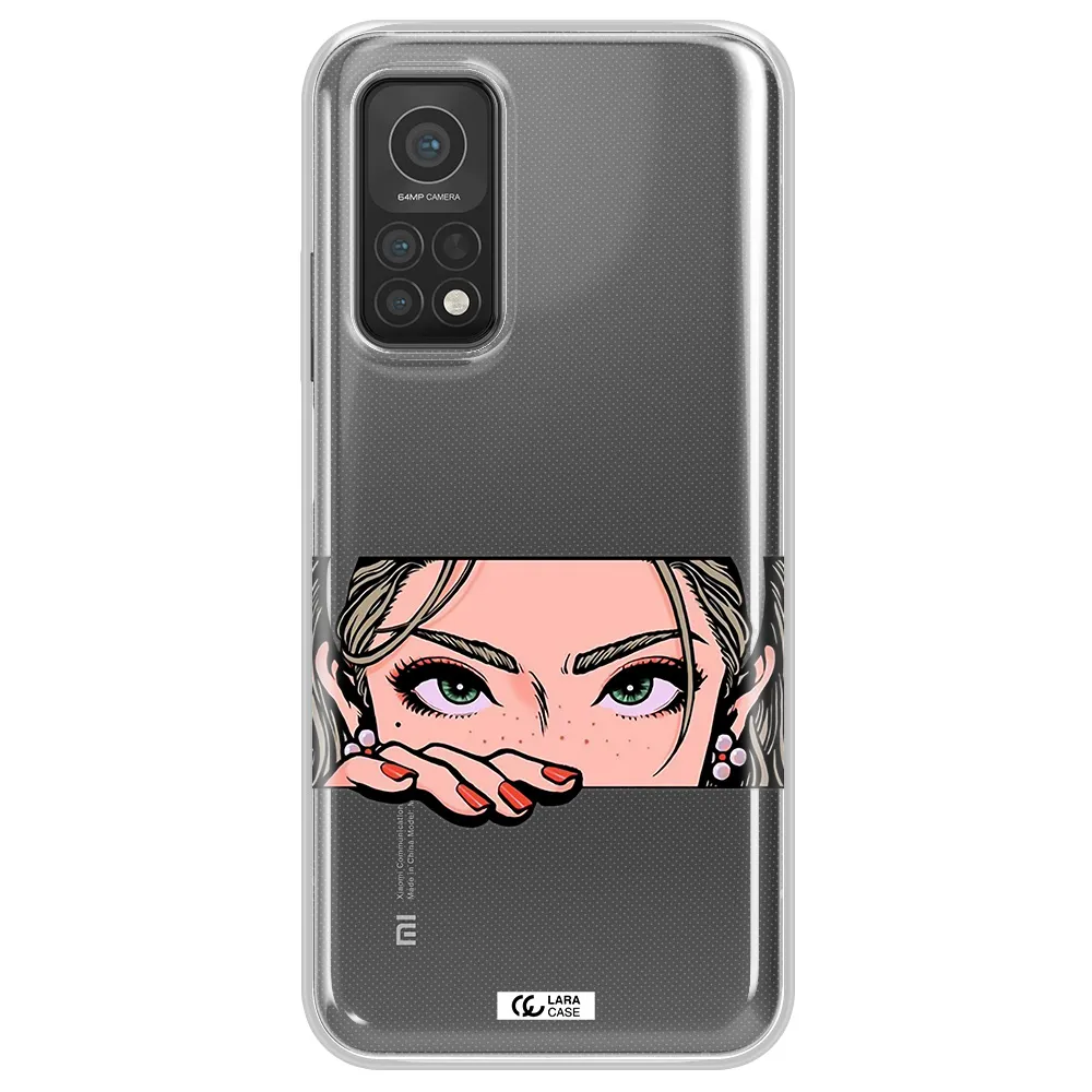 A Cartoon Of A Woman's Face Xiaomi Mi 10T Clear Tpu Case