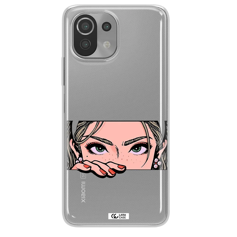 A Cartoon Of A Woman's Face Xiaomi Mi 11 Lite Clear Tpu Case