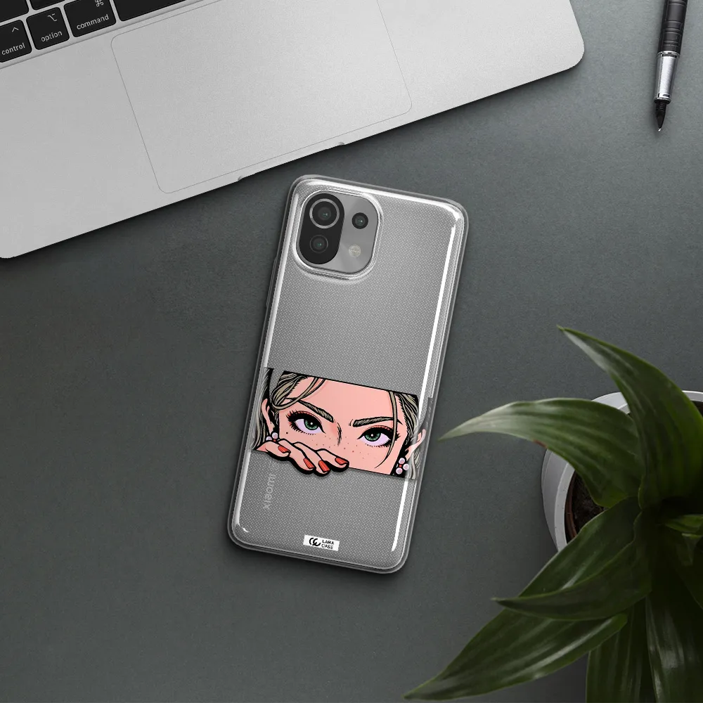 A Cartoon Of A Woman's Face Xiaomi Mi 11 Lite Clear Tpu Case