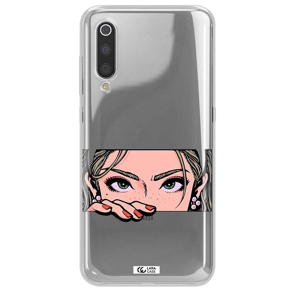 A Cartoon Of A Woman's Face Xiaomi Mi 9 Clear Tpu Case