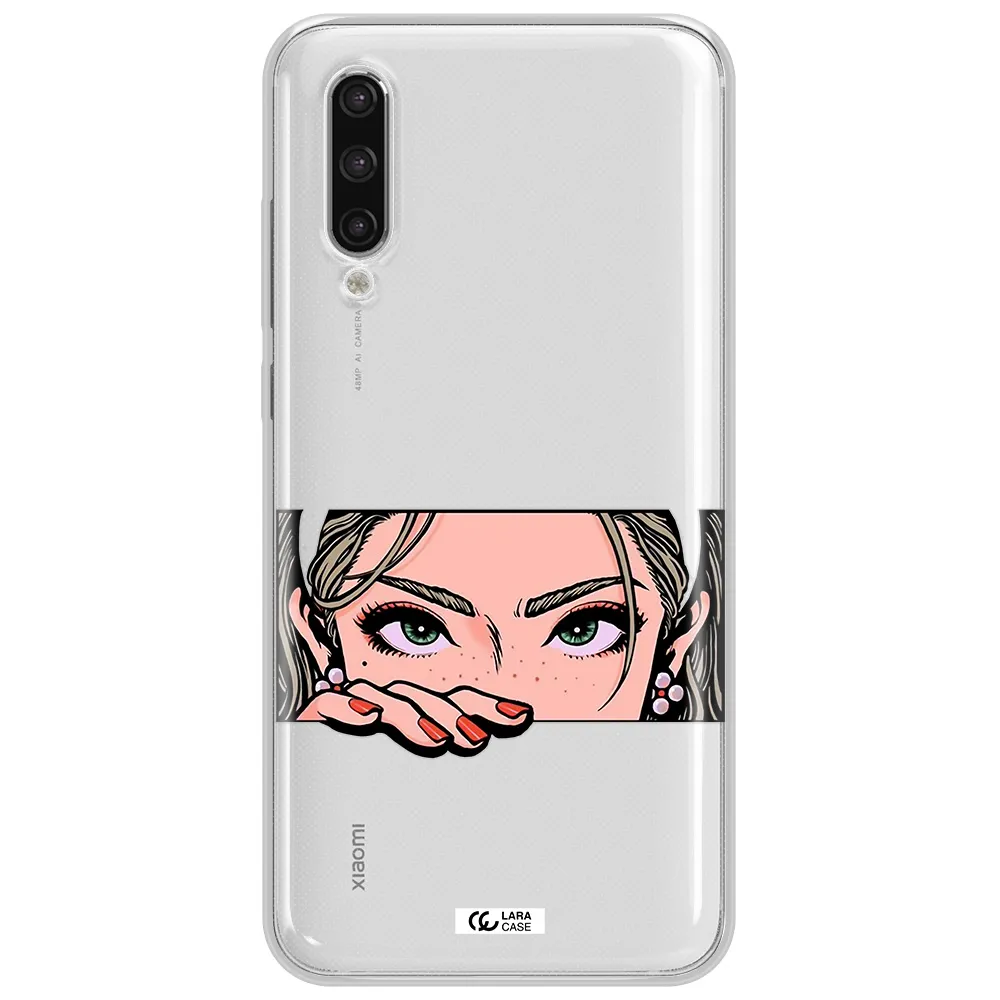 A Cartoon Of A Woman's Face Xiaomi Mi 9 Lite Clear Tpu Case