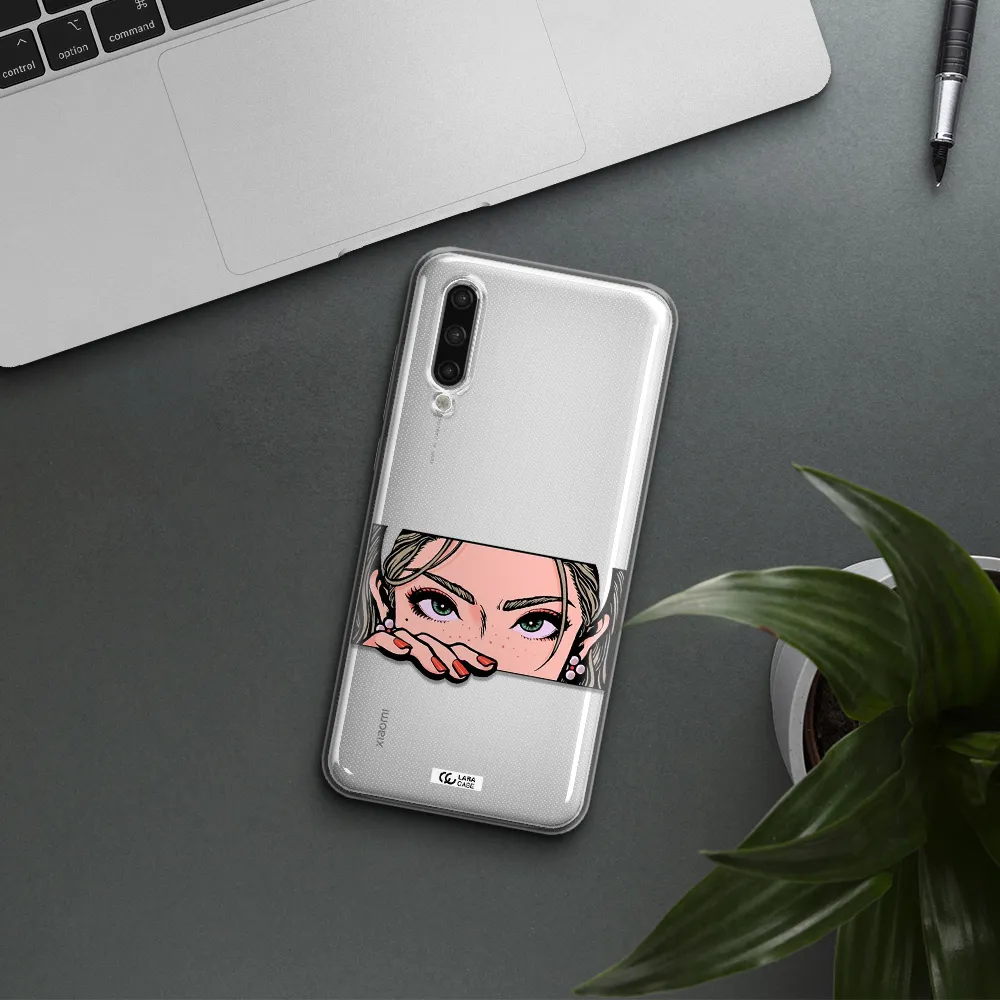 A Cartoon Of A Woman's Face Xiaomi Mi 9 Lite Clear Tpu Case