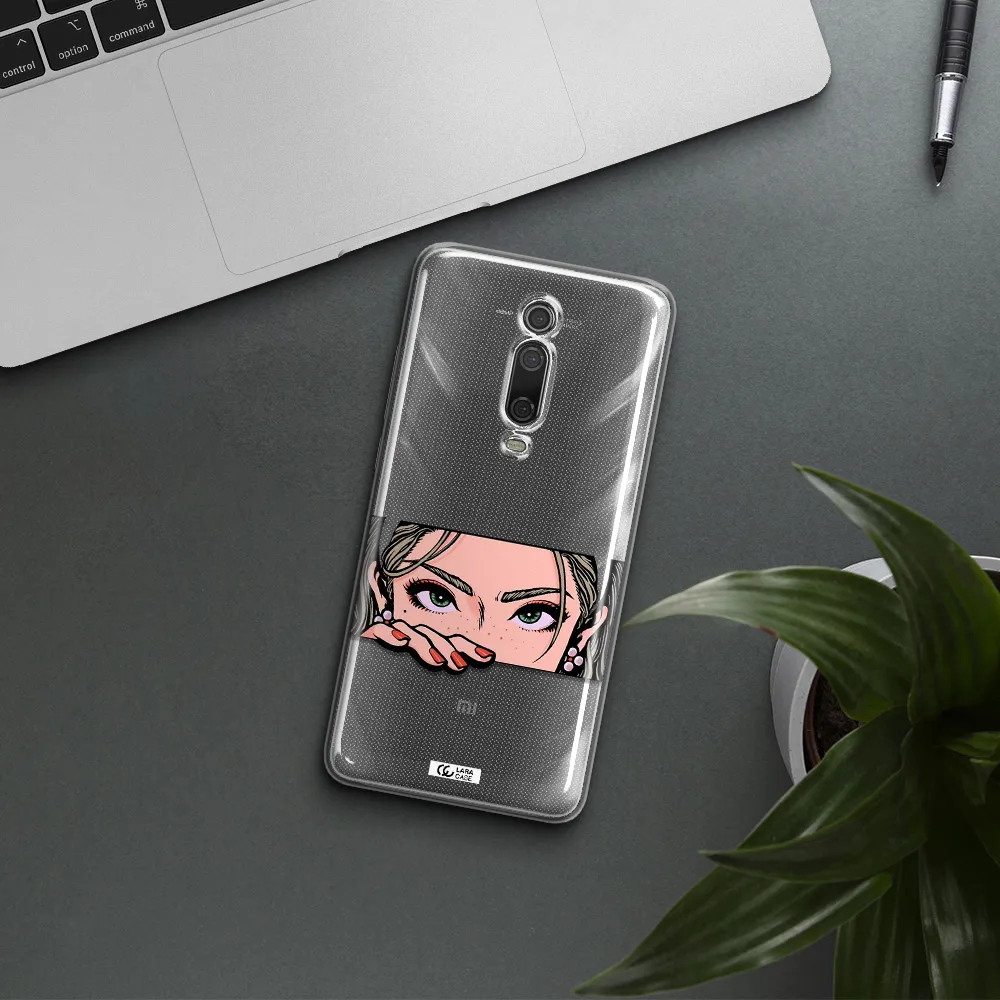 A Cartoon Of A Woman's Face Xiaomi Mi 9T Clear Tpu Case
