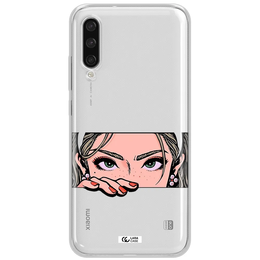 A Cartoon Of A Woman's Face Xiaomi Mi A3 Clear Tpu Case