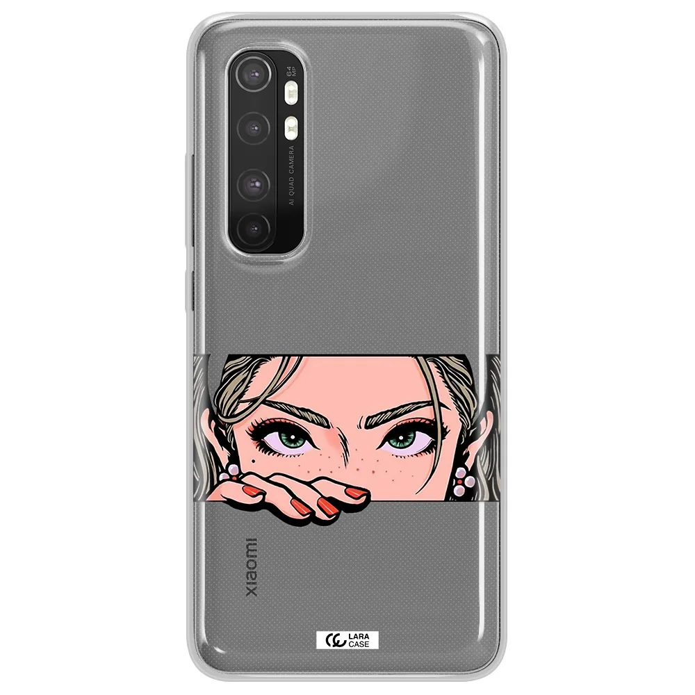 A Cartoon Of A Woman's Face Xiaomi Mi Note 10 Lite Clear Tpu Case