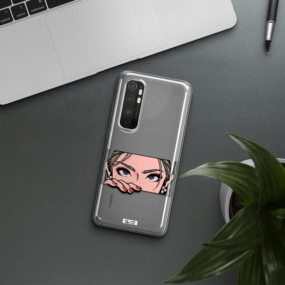 A Cartoon Of A Woman's Face Xiaomi Mi Note 10 Lite Clear Tpu Case