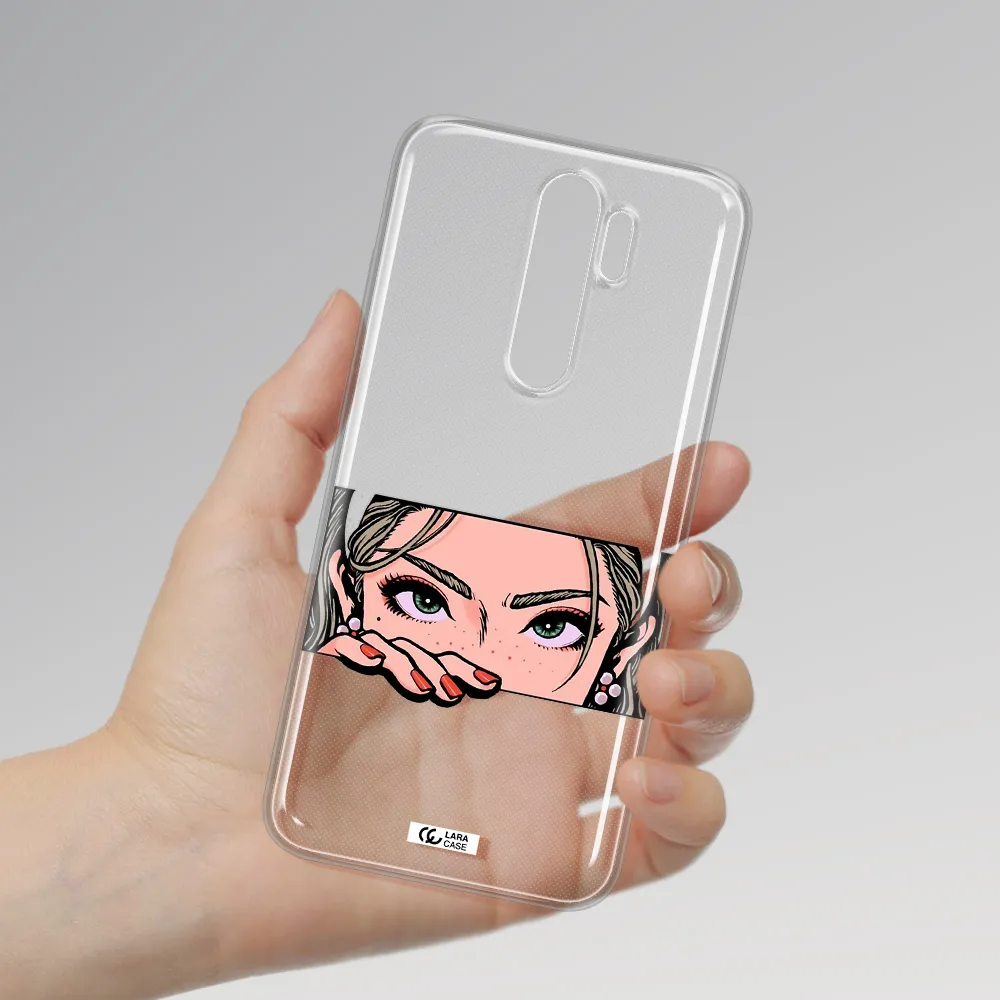 A Cartoon Of A Woman's Face Xiaomi Note 8 Pro Clear Tpu Case