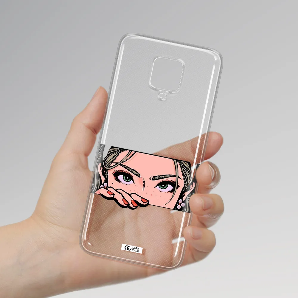 A Cartoon Of A Woman's Face Xiaomi Note 9 Pro Clear Tpu Case