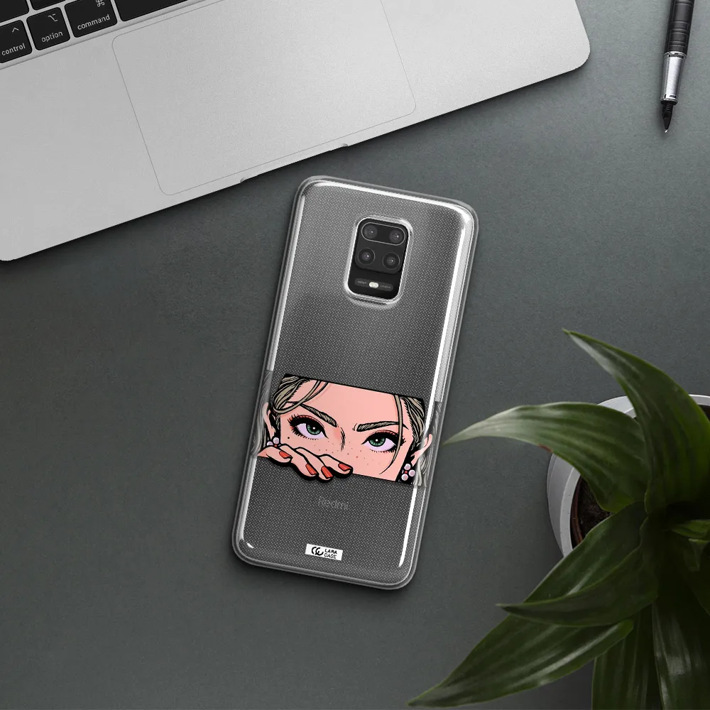 A Cartoon Of A Woman's Face Xiaomi Note 9S Clear Tpu Case