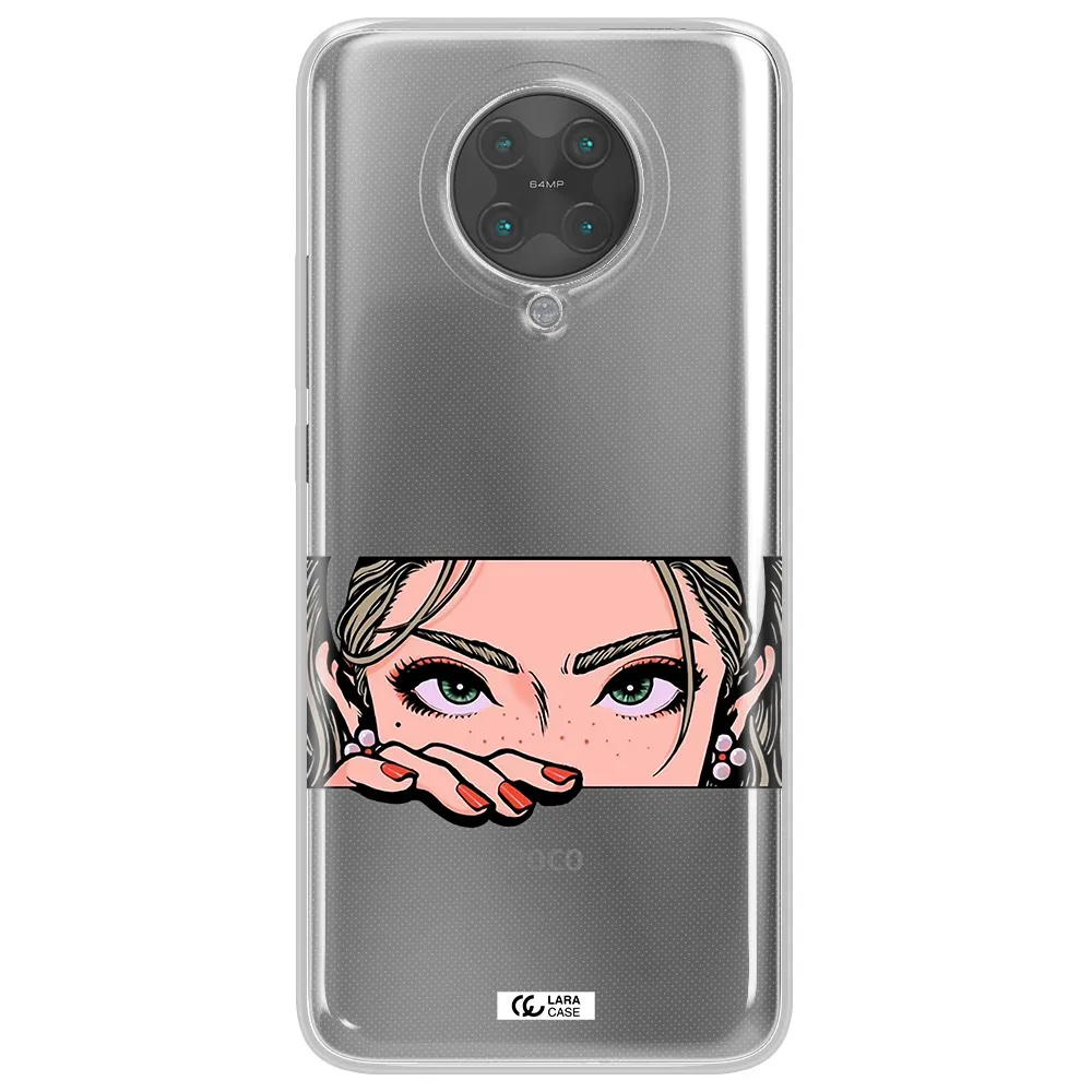 A Cartoon Of A Woman's Face Xiaomi Poco F2 Pro Clear Tpu Case