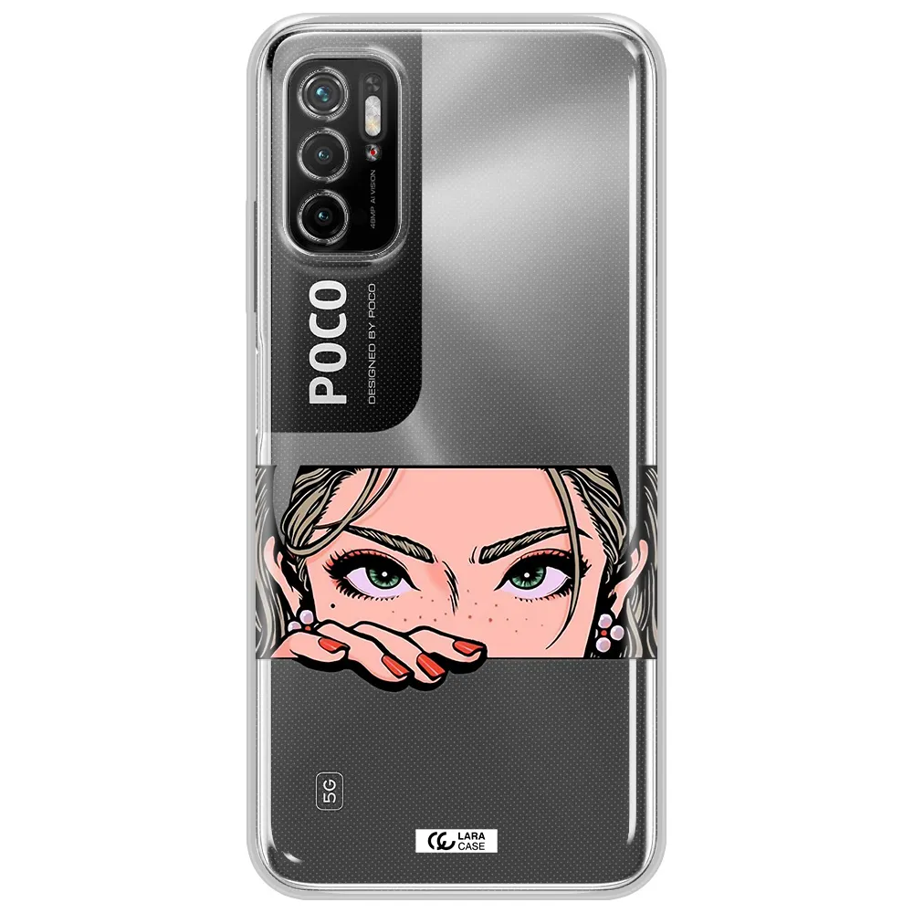 A Cartoon Of A Woman's Face Xiaomi Poco M3 Pro Clear Tpu Case