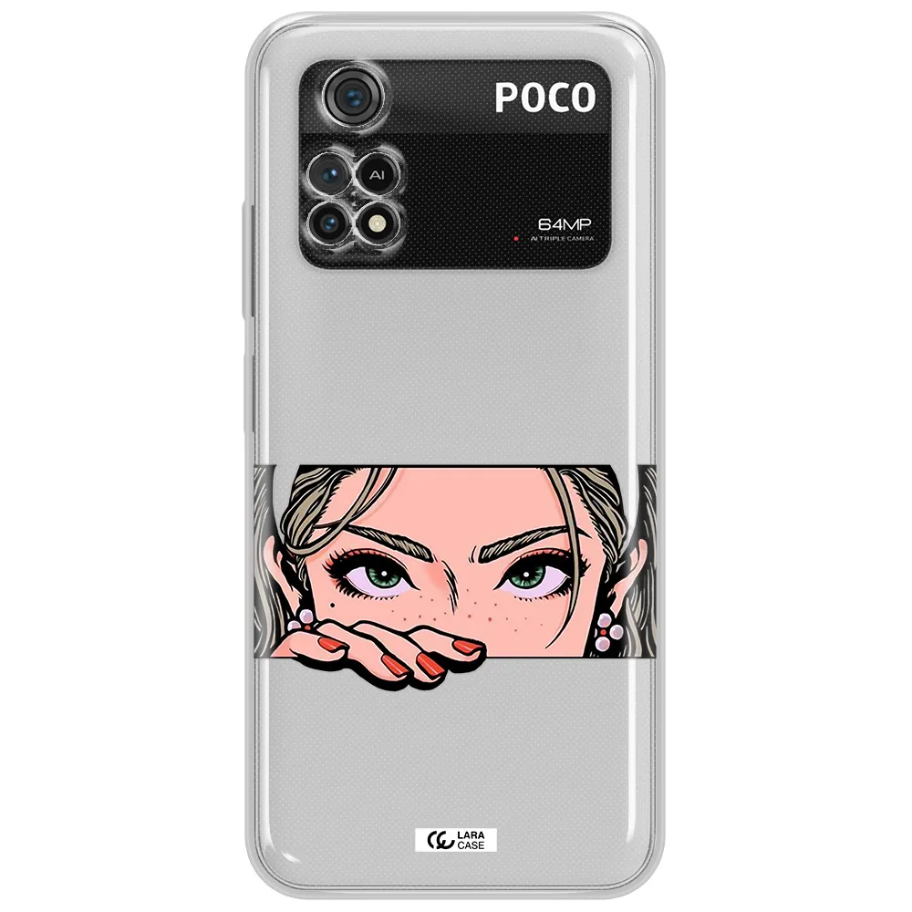 A Cartoon Of A Woman's Face Xiaomi Poco M4 Pro 4G Clear Tpu Case