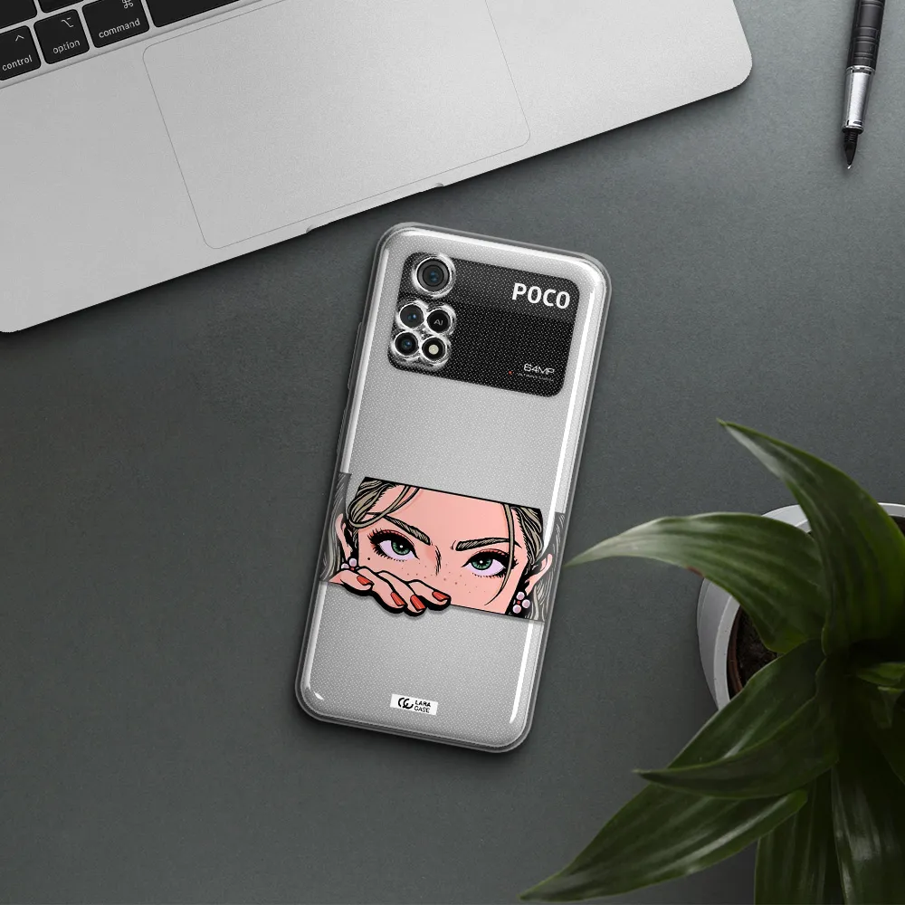 A Cartoon Of A Woman's Face Xiaomi Poco M4 Pro 4G Clear Tpu Case