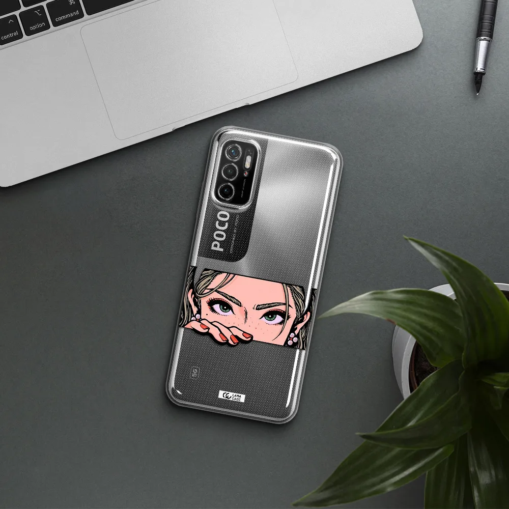A Cartoon Of A Woman's Face Xiaomi Poco M4 Pro 5G Clear Tpu Case