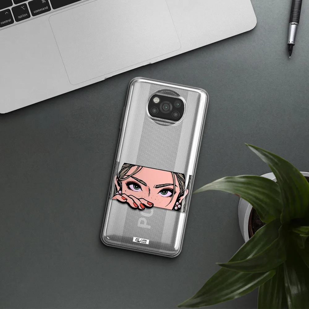 A Cartoon Of A Woman's Face Xiaomi Poco X3 Clear Tpu Case