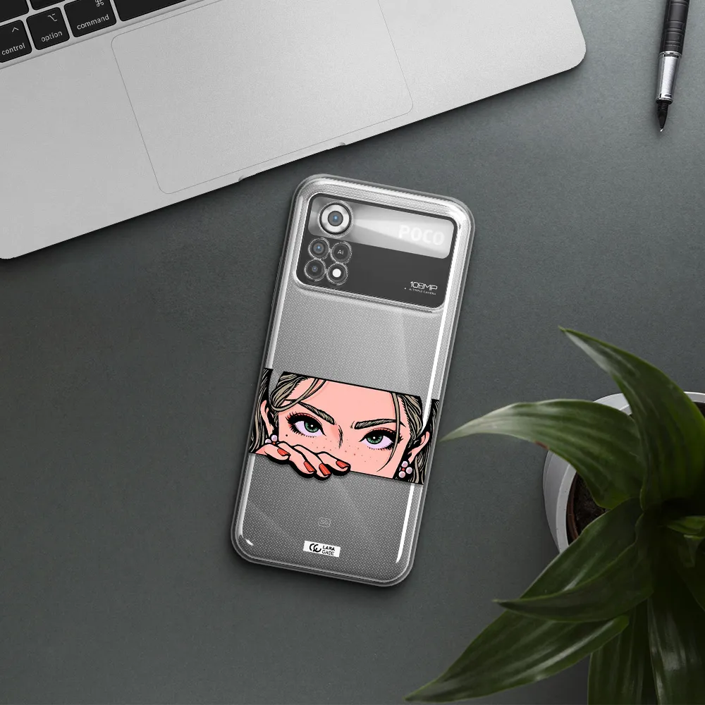 A Cartoon Of A Woman's Face Xiaomi Poco X4 Pro Clear Tpu Case