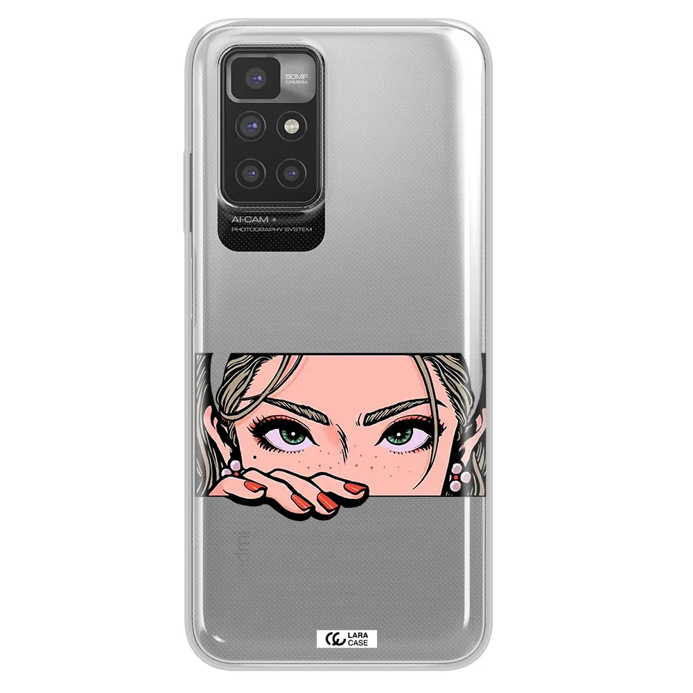 A Cartoon Of A Woman's Face Xiaomi Redmi 10 Clear Tpu Case