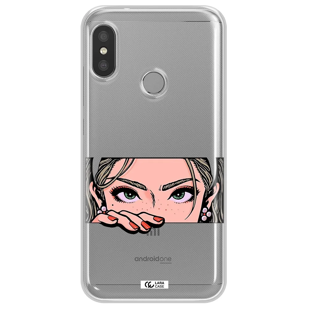 A Cartoon Of A Woman's Face Xiaomi Redmi 6 Pro Clear Tpu Case