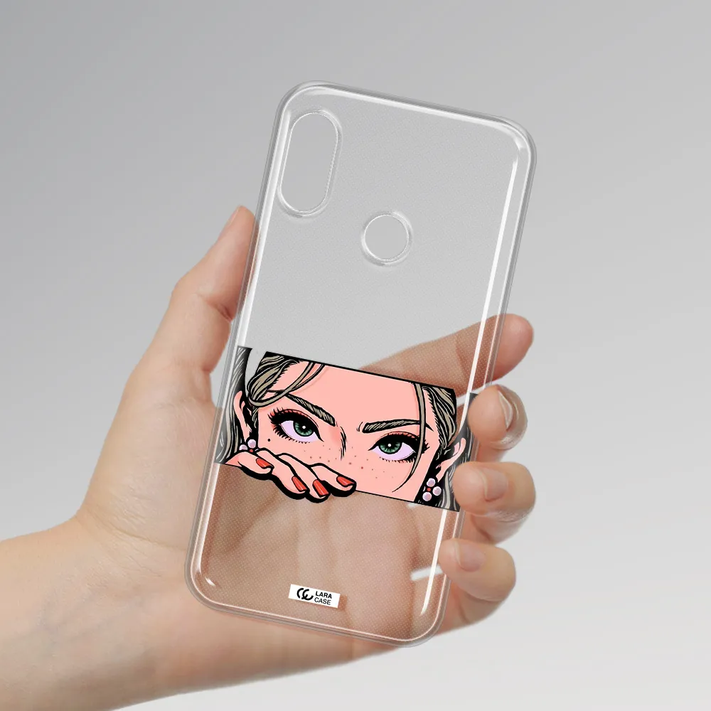 A Cartoon Of A Woman's Face Xiaomi Redmi 6 Pro Clear Tpu Case