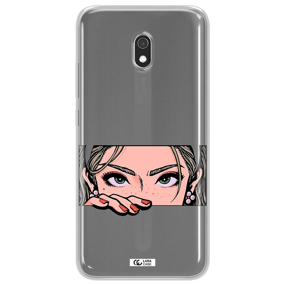 A Cartoon Of A Woman's Face Xiaomi Redmi 8A Clear Tpu Case