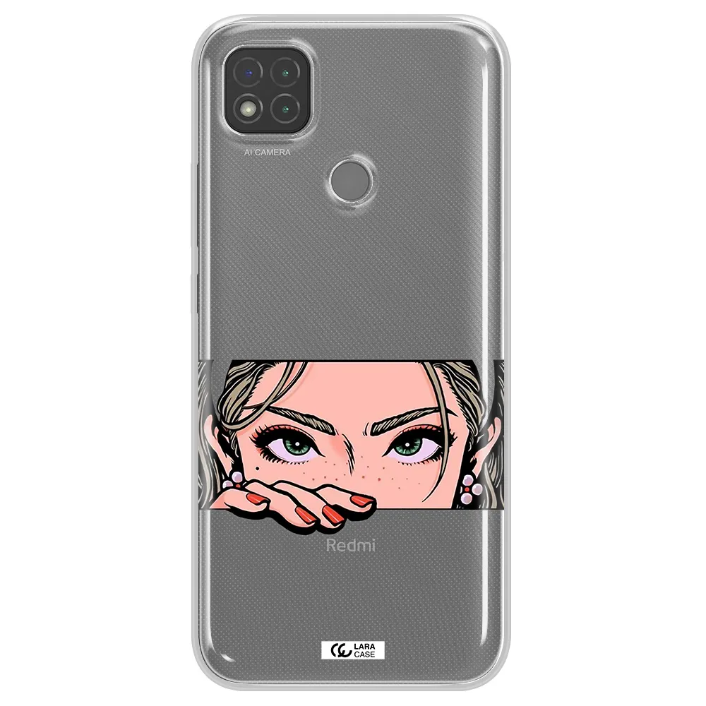 A Cartoon Of A Woman's Face Xiaomi Redmi 9C Clear Tpu Case