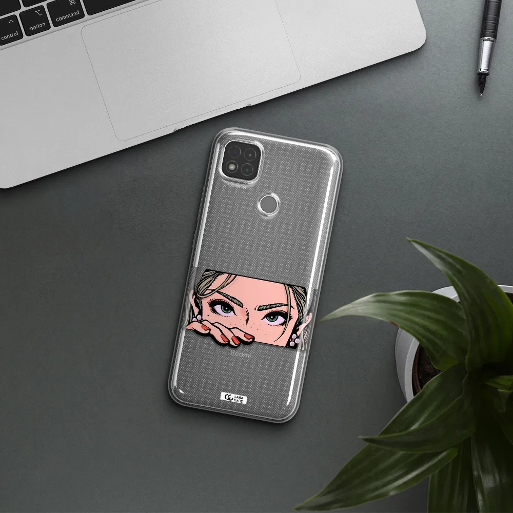 A Cartoon Of A Woman's Face Xiaomi Redmi 9C Clear Tpu Case