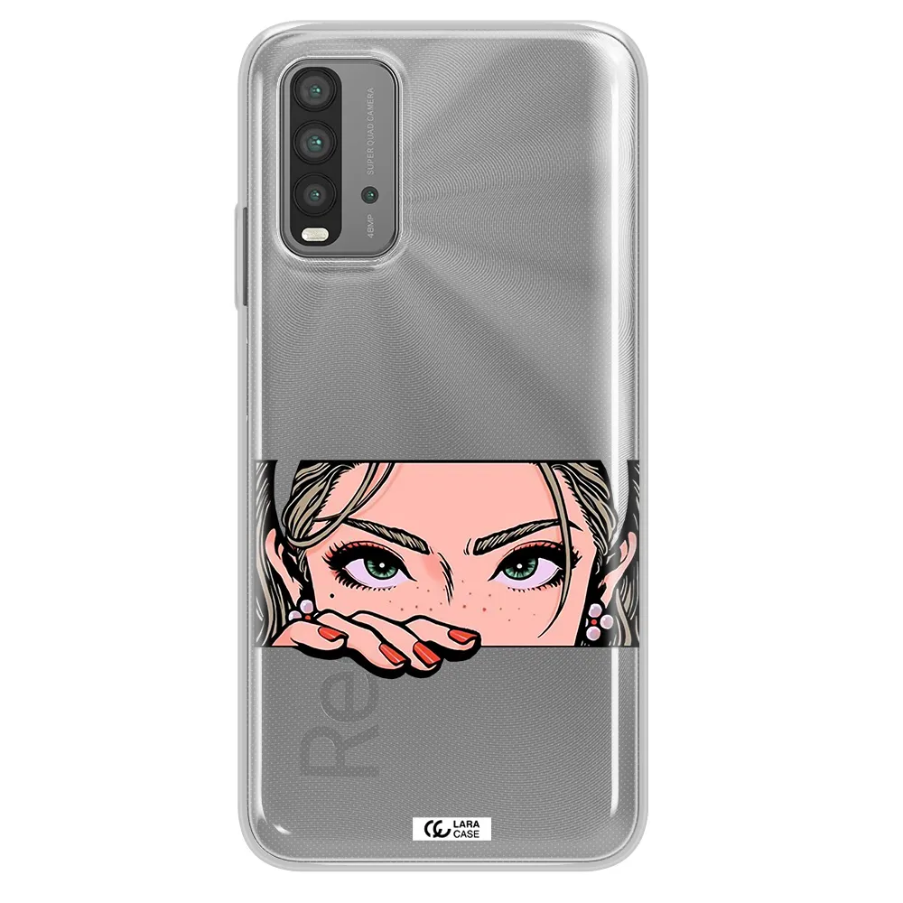 A Cartoon Of A Woman's Face Xiaomi Redmi 9T Clear Tpu Case