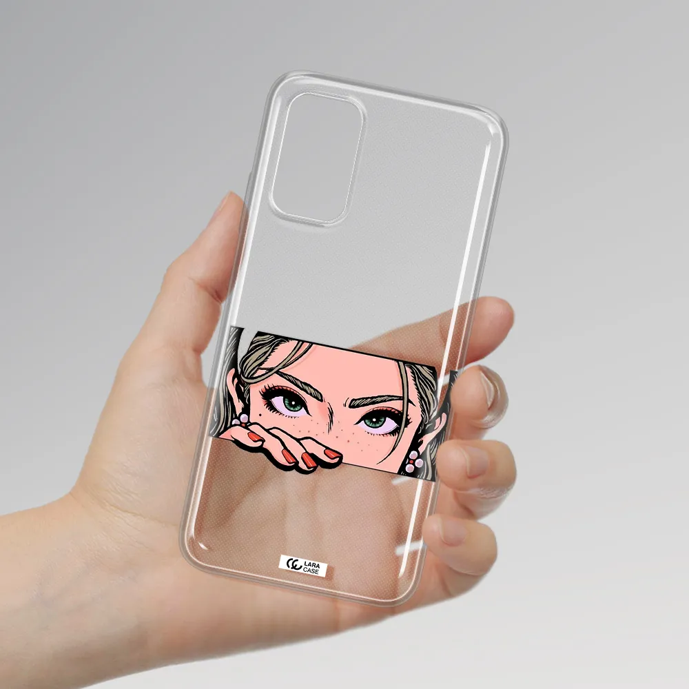 A Cartoon Of A Woman's Face Xiaomi Redmi 9T Clear Tpu Case