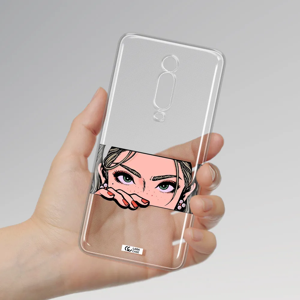 A Cartoon Of A Woman's Face Xiaomi Redmi K20 Clear Tpu Case
