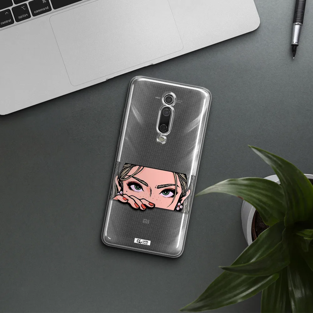 A Cartoon Of A Woman's Face Xiaomi Redmi K20 Clear Tpu Case