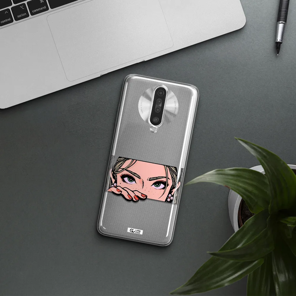 A Cartoon Of A Woman's Face Xiaomi Redmi K30 Clear Tpu Case