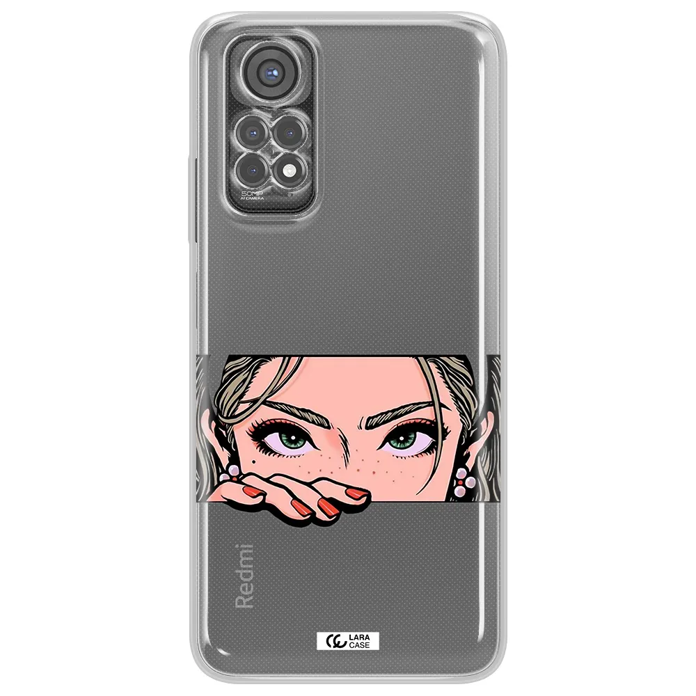 A Cartoon Of A Woman's Face Xiaomi Redmi Note 11S Clear Tpu Case