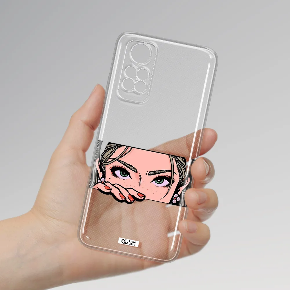 A Cartoon Of A Woman's Face Xiaomi Redmi Note 11S Clear Tpu Case