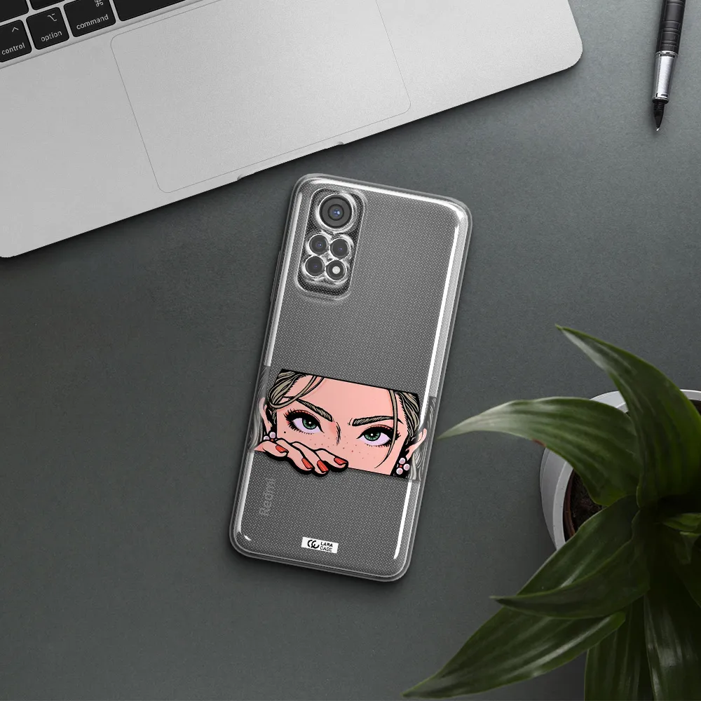 A Cartoon Of A Woman's Face Xiaomi Redmi Note 11S Clear Tpu Case